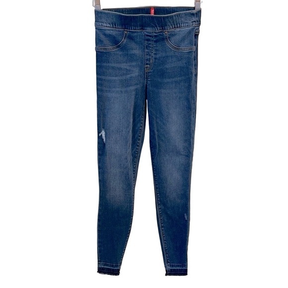SPANX Denim - Spanx Distressed Pull On Stretch Denim Legging Jeans Medium Wash Size Small